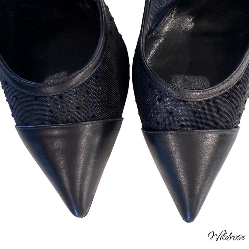 Casadei Black “Blade” Flocked Polka Dot Mesh Mary Jane Heels – SZ 41, US 9.5 - Picture 13 of 15